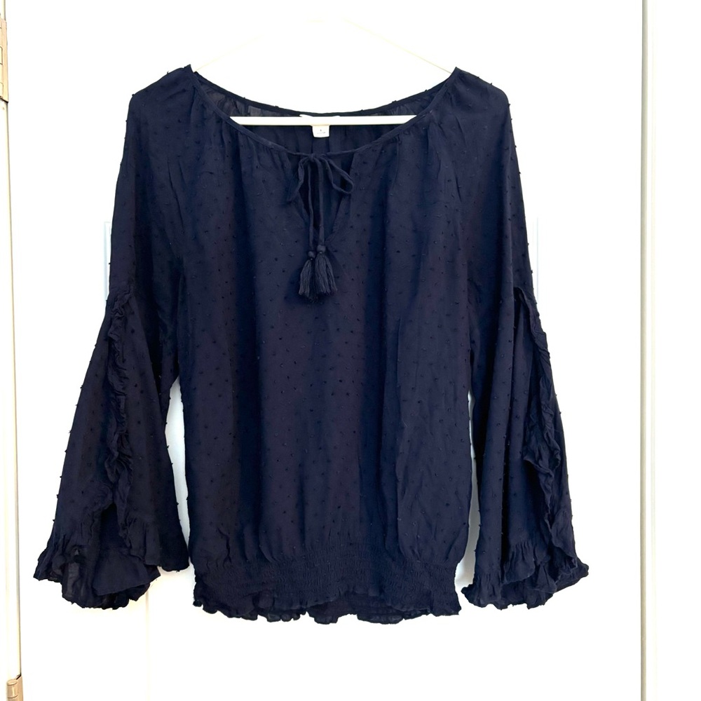 Aeropostale Navy peasant style blouse